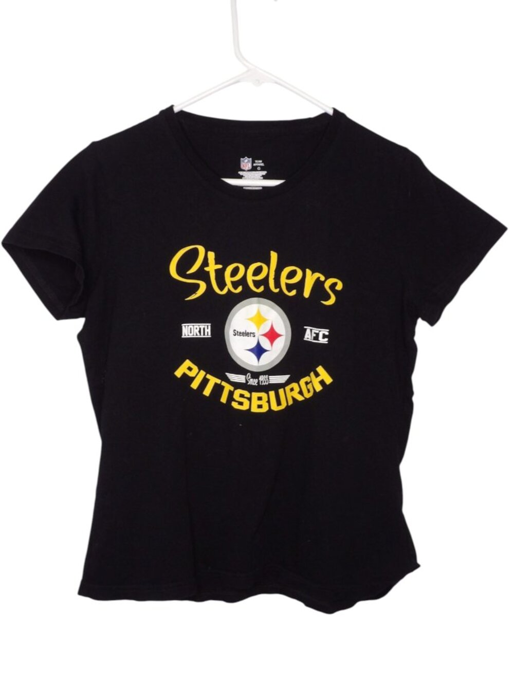 NFL Team Apparel Pittsburgh Steelers Black Short Sleeved Tee Large